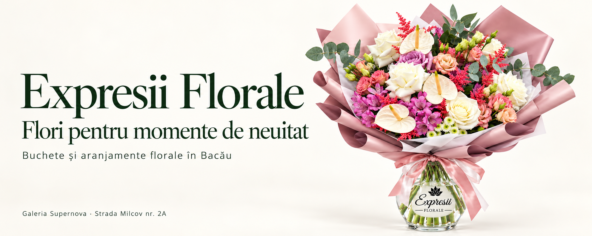Expresii Florale Bacău – buchet pastel și florărie în Galeria Supernova